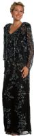 Floral Spaghetti Beaded Evening Dress with Jacket Black/Silver with Jacket